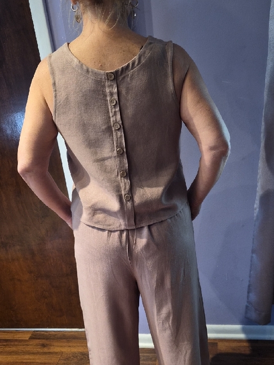 NWT Relaxed Wide-Leg LINEN BLEND Biege set PTP 19,5, WAIST 14-16, INSEAM 24" - Picture 2 of 4